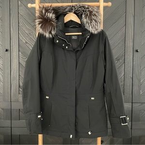 Nils Real Fur Insulated Black Ski Jacket in a Size 12
